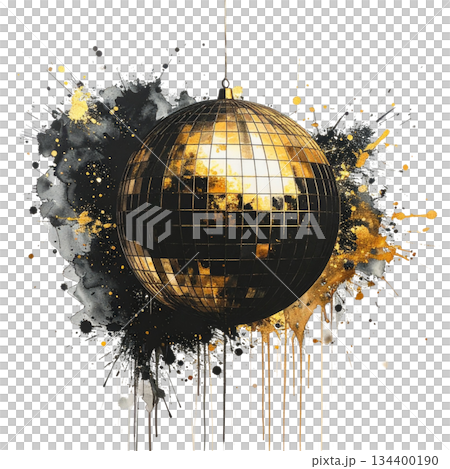 Watercolor disco ball on white background 134400190