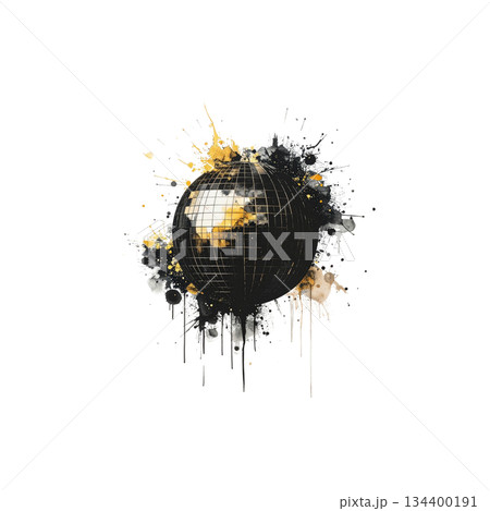 Watercolor disco ball on white background 134400191