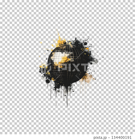 Watercolor disco ball on white background 134400191