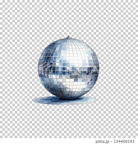 Watercolor disco ball on white background Watercolor disco ball on white background 134400193