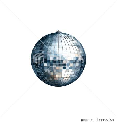 Watercolor disco ball on white background 134400194