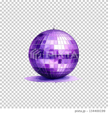Watercolor disco ball on white background 134400199