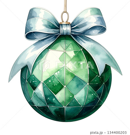 Watercolor disco ball on white background 134400203