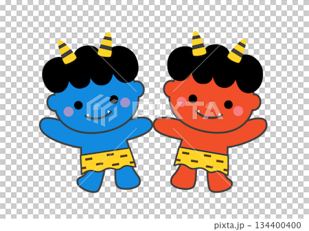 紅色和藍色惡魔的可愛插圖 紅色和藍色惡魔的可愛插圖 134400400