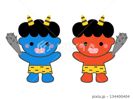 赤鬼と青鬼のかわいいイラスト 134400404