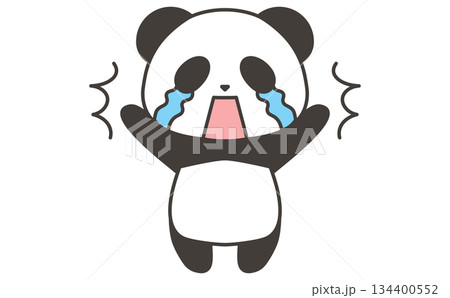 泣き叫ぶパンダの感情のアイコンイラスト素材 Crying Panda Illustration 134400552