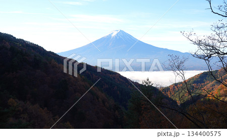 富士見橋展望台から望む早朝の富士山 富士見橋展望台から望む早朝の富士山 134400575