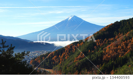 富士見橋展望台から望む早朝の富士山 富士見橋展望台から望む早朝の富士山 134400593