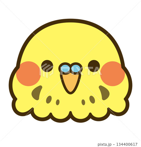 かわいいセキセイインコ（イエロー・グリーン）の顔アイコン 134400617