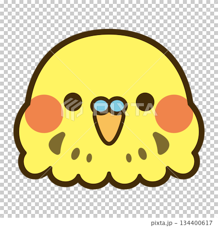 かわいいセキセイインコ（イエロー・グリーン）の顔アイコン 134400617