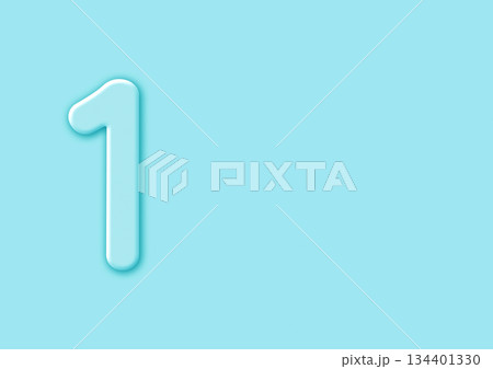 水色背景の立体的な数字の1 134401330