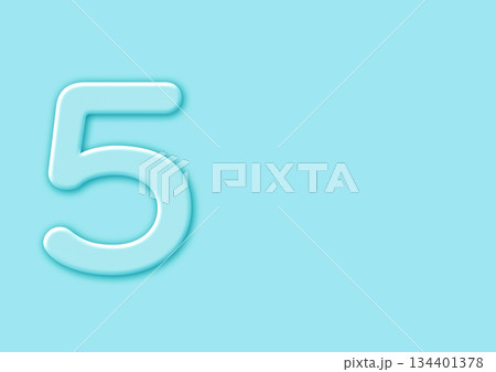 水色の背景の数字の5 134401378
