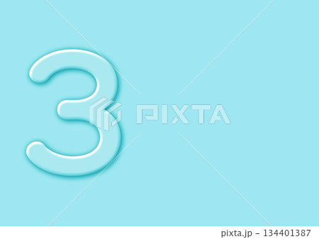 水色の背景に浮かぶ数字の3 水色の背景に浮かぶ数字の3 134401387