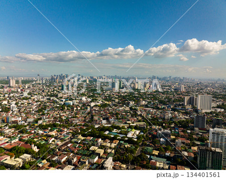Aerial view of Manila is the capital of the Philippines with modern buildings and skyscrapers. 134401561