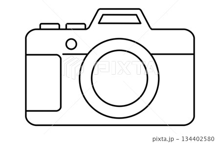 写真趣味を表現したモノクロカメライラストアイコン線画 134402580