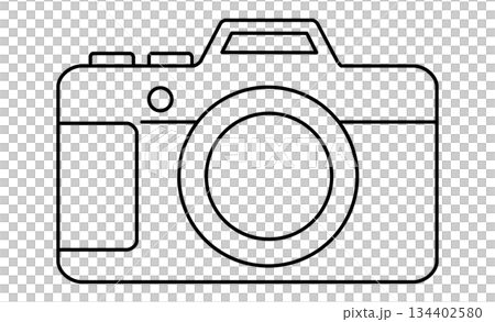 写真趣味を表現したモノクロカメライラストアイコン線画 134402580
