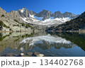 Stunning reflection of snow-capped mountains in tranquil lake during bright sunny day. Generative AI 134402768