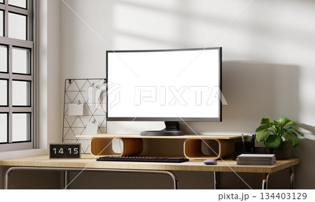 Work environment highlighting modern design and productivity. 3D render illustration 134403129