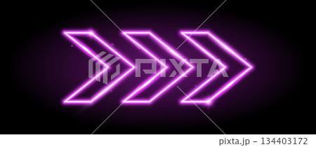 Purple neon arrow elements. Violet pink glowing led direction sign. Shine tube lamps in arrowhead shape. Bright luminous fluorescent pointer effect for banner, poster, logo. Vector neon led lights Purple neon arrow elements. Violet pink glowing led direction sign. Shine tube lamps in arrowhead shape. Bright luminous fluorescent pointer effect for banner, poster, logo. Vector neon led lights 134403172