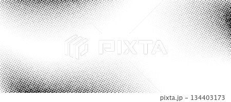 Halftone grain noise gradient texture. Black and white fading sand grit wallpaper. Aged grunge pixel backdrop. Vector rasterized dotted dirt background. Anime or manga style comic overlay cover 134403173