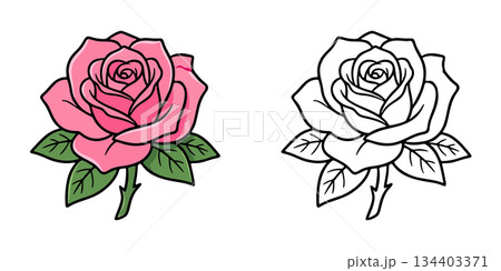 シンプルな薔薇のアイコンイラスト 134403371