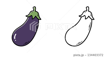 シンプルなナスのアイコンイラスト 134403372