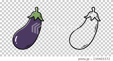 シンプルなナスのアイコンイラスト 134403372
