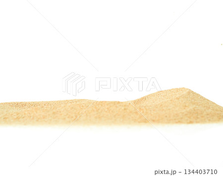 Sand Beach Isolated White Background Texture Summer Desert Zen Garden Coast Ocean for Vacation, Hot Summer Tropical Scene Chill Nature, Summer Time Yoga Holiday Dune Pile Dry Brown Heap Particle. 134403710