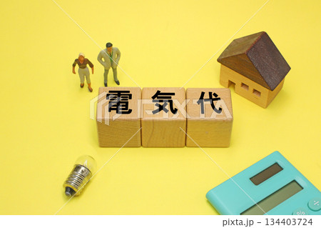 電気代と書かれたブロック 電気代と書かれたブロック 134403724