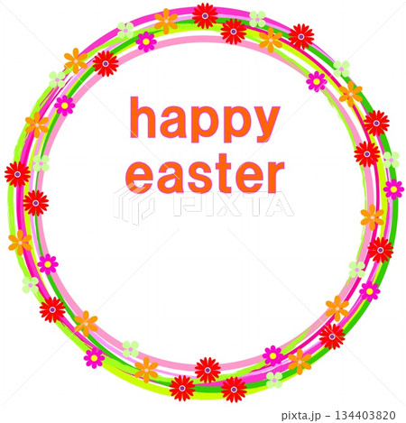 ハッピーイースター　happy easter　花模様　フレーム　ホワイトスペース 134403820