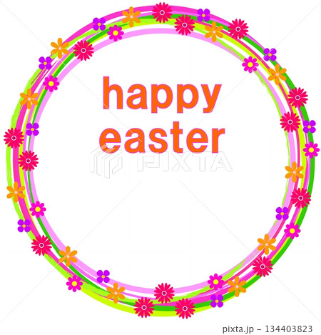 ハッピーイースター　happy easter　花模様　フレーム　ホワイトスペース 134403823