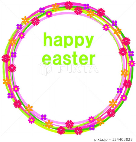 ハッピーイースター　happy easter　花模様　フレーム　ホワイトスペース 134403825