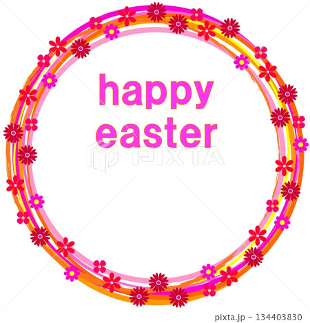 ハッピーイースター happy easter 花模様 フレーム ホワイトスペース ハッピーイースター happy easter 花模様 フレーム ホワイトスペース 134403830