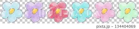 Broken lines and watercolor loose flowers set 134404069