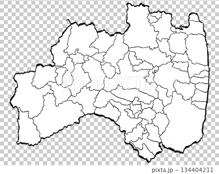 Fukushima Prefecture Map - Municipal Divisions (Brush Stroke) Simple 134404211