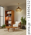 Stylish reading nook in a modern home creating a serene atmosphere. 3D render illustration 134404232