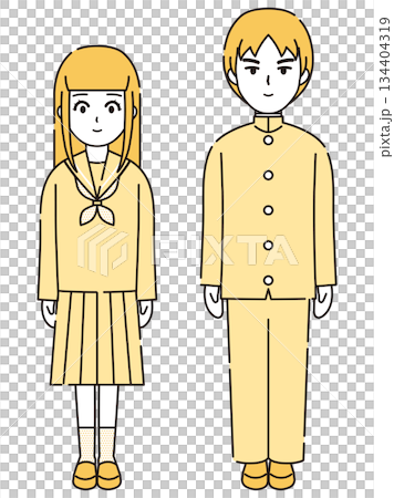 Illustration set 2 of male and female students in sailor suits and school uniforms 134404319