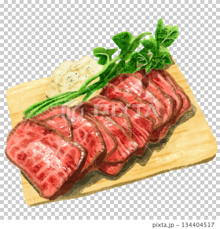 Roast beef painted in watercolor 134404517