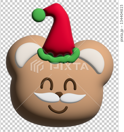 Cute inflated 3D illustration of teddy bear head wearing Santa beard for Christmas model, festive winter season, sticker, animal, zoo, souvenir shop, cartoon character, standee, patch, brooch, mascot Cute inflated 3D illustration of teddy bear head wearing Santa beard for Christmas model, festive winter season, sticker, animal, zoo, souvenir shop, cartoon character, standee, patch, brooch, mascot 134404815