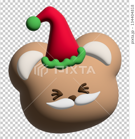 Cute inflated 3D illustration of teddy bear head wearing Santa beard for Christmas model, festive winter season, sticker, animal, zoo, souvenir shop, cartoon character, standee, patch, brooch, mascot Cute inflated 3D illustration of teddy bear head wearing Santa beard for Christmas model, festive winter season, sticker, animal, zoo, souvenir shop, cartoon character, standee, patch, brooch, mascot 134404818