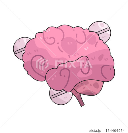 illustration of Brain with Medicine 134404954