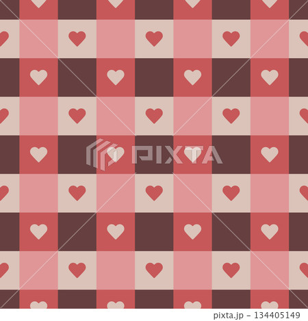 Cozy Gingham Hearts Check pattern 134405149