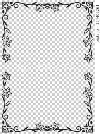 レトロ・アールデコ調デザインフレーム15　百合（黒） 134405261