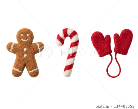 Handmade Wool Felt Gingerbread Man and Candy Cane Ornaments Handmade Wool Felt Gingerbread Man and Candy Cane Ornaments 134405358
