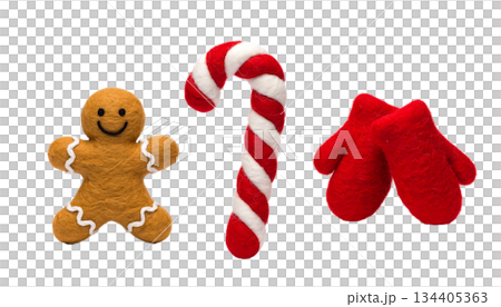 Handmade Wool Felt Gingerbread Man and Candy Cane Ornaments 134405363