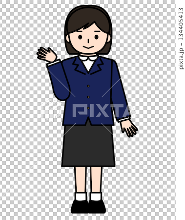 A girl raising her hand to give directions 134405413
