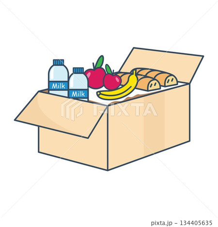 food supplies in cardboard boxes vector illustration element design template 134405635