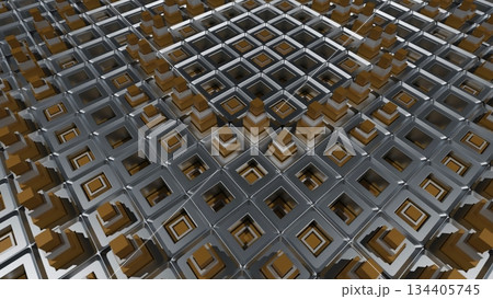 Abstract geometric metal structure pulsating rhythmically Abstract geometric metal structure pulsating rhythmically 134405745
