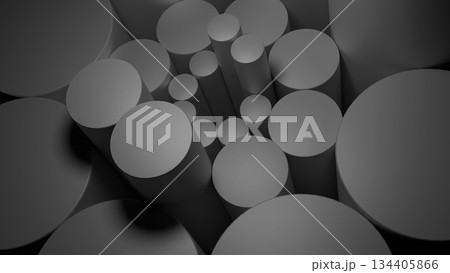 Abstract grey cylinders moving up and down 134405866