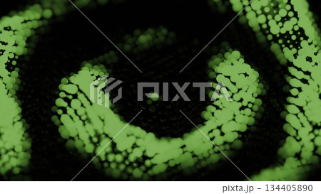 Green abstract rippling circular particle animation 134405890
